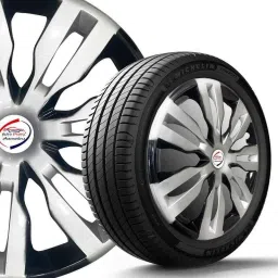 Auto Pearl 4 Pcs 14 inch Polypropylene Silver &a; Black Press Type Car Wheel Cover Set with Retention Ring for Hyundai Accent, 14WC_DzireT2_DC_Accent image 5