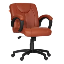 Da URBAN Deaver Tan Mid Back Revolving Leatherette Ergonomic Executive Chair for Home &a; Office-picture-31
