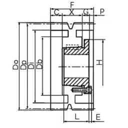 Mitsuboshi Maxstar 500mm 8V Belt 6 Groove Wedge Pulley, 500-8V-6-U0-image-57
