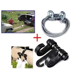 Kozdiko 6000kg Alloy Steel Towing Cable Rope &a; Car Double Hook Headrest Luggage Holder Combo-picture-35