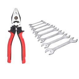 Hillgrove HGCM255 Carbon Steel 8 inch Lineman Plier with 8Pcs Double Open Ended Wrench Set-picture-3