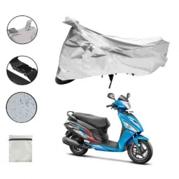 Riderscart Polyester Silver Waterproof Two Wheeler Body Cover with Storage Bag for Hero Maestro Edge 110 CC image 2