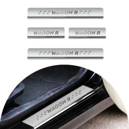 SureStrive 4 Pcs Stainless Steel Silver Footstep Sill Plate Set without LED for Maruti Suzuki WagonR 2018 Model-picture-19