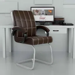 Rose Barfi 56x56x97cm Faux Leather Brown Mid Back Visitor Chair-picture-28