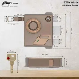 Godrej Milano Bronze EXS Plus Deadbolt for Inside Opening Doors Set, 3232 image 5