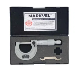 Markvel 0-25mm Stainless Steel Analog Double Ball Tube Micrometer, 201-25D (Pack of 3) image 2