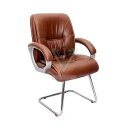 VJ Interior 20 inch 10 kg Leather Brown Mid Back Visitor Chair With Fixed Wheelbase, VJ-317-picture-18