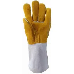 Ozswell 14 inch Leather Yellow Heavy Duty Welding Safety Gloves, Size: M (Pack of 5) image 3