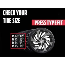 Auto Pearl 4 Pcs 15 inch Silver &a; Black ABS Press Type Hubcap Wheel Cover Set with Retention Ring for Nissan Sunny image 5