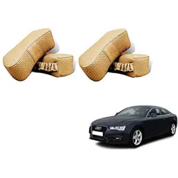 Kozdiko 4 Pcs CV Designer Beige Leatherite Neck Rest Car Cushion Pillow Set for Audi A5-picture-41