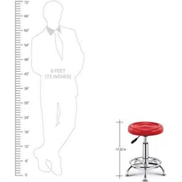 Teal Adjustable Metal Bar Red Round Stool image 3