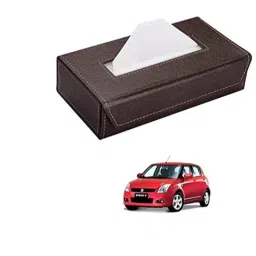 Kozdiko 100 Pulls PU Leather Brown Car Tissue Paper Box with 200 Sheets for Maruti Suzuki Old Swift, TISSUE_BROWN_96-picture-36