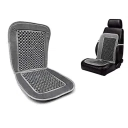 Auto Pearl PU, Velvet &a; Wooden Beads Grey Rectangular Seat Cushion for Toyota Fortuner image 5