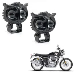 Kozdiko 2 Pcs Yellow &a; White Owl Eye Shape LED Amber Fog Light Set for Royal Enfield Interceptor 650-picture-39