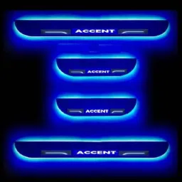 Car Accessories Hub 4 Pcs Acrylic Black Sill Scuff Plate Set with Blue LED for Hyundai Accent Type-1 Old-picture-11