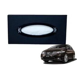 Kozdiko 100 Pulls PU Leather Grey Car Tissue Paper Box with 200 Sheets for Honda City-picture-33