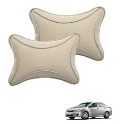 Kozdiko 2 Pcs Memory Foam &a; Polyester Beige Dots Car Neck Rest Pillow Set for Toyota Old Corolla, XNVJVHGJFH173-picture-31