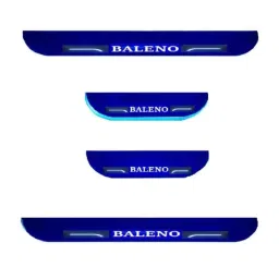 Car Accessories Hub 4 Pcs Acrylic Black Sill Scuff Plate Set with Blue LED for Maruti Suzuki Baleno Rs-picture-22