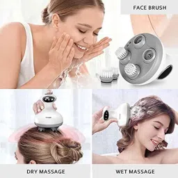 Atom Waterproof Rechargeable Handheld Portable Head Massager with Face Brush Node Attachments for Hair Growth &a; Hair Fall, HA102 image 3