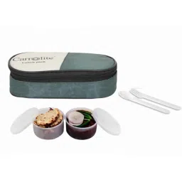 Carrolite 400ml 2-in-1 Green &a; White Plastic Lunchbox, White_P-36-picture-34