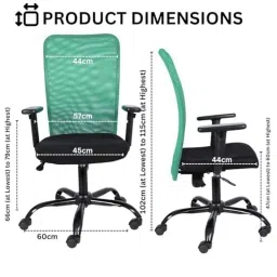 White Clouds Enterprise Sigma II Green High Back Ergonomic Revolving Office Chair with Mesh &a; Adjustable Handle image 2