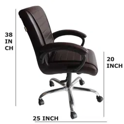 P P Chair Leather Low Back Coffee Revolving Office Executive Chair (Pack of 2) image 2