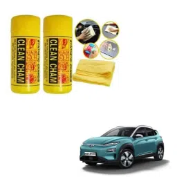 Kozdiko 2 Pcs Microfiber Yellow Dry &a; Wet Car Cleaning Cloth Set for Hyundai Kona Electric-picture-20