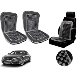 Auto Pearl PU, Velvet &a; Wooden Beads Grey Rectangular Seat Cushion for Audi A7 (Pack of 2 )-picture-31