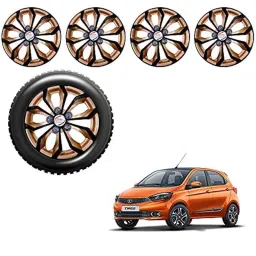 Auto Pearl 4 Pcs 14 inch ABS Golden &a; Black Car Wheel Cover Set for Tata Tiago-picture-17