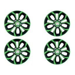 Auto Pearl 4 Pcs 13 inch Green &a; Black ABS Press Type Hubcap Wheel Cover Set with Retention Ring for Maruti Suzuki WagonRStingray image 2