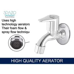 Spazio Stainless Steel Chrome Finish Vignette Collection Bib Cock with Foam Flow Wall Flange (Pack of 10) image 3