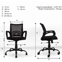 YTT Zenith Mesh Medium Back Black Ergonomic Chair, CBHKFOC1119 image 5