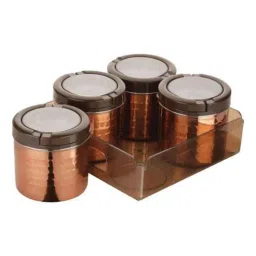 Trueware Fusion 4 Pieces 500ml Brown Copper Finish Storage Canister Set-picture-20