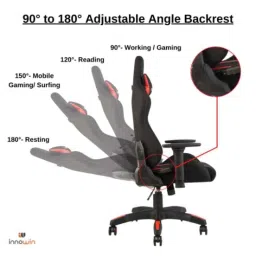 Innowin IGC Defender Red Fabric &a; PU Leather High Back Gaming Chair image 4