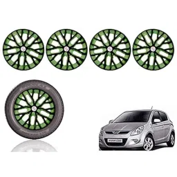 Auto Pearl 14 inch ABS Black &a; Green Press Type Car Hub Cap Wheel Cover for i20 Type 1-picture-13