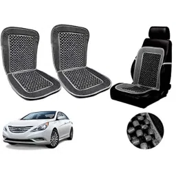 Auto Pearl PU, Velvet &a; Wooden Beads Grey Rectangular Seat Cushion for Hyundai Sonata (Pack of 2 )-picture-33