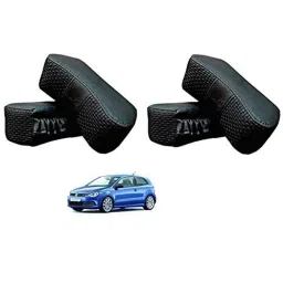 Kozdiko 4 Pcs CV Designer Black Leatherite Neck Rest Car Cushion Pillow Set for Volkswagen Polo GT-picture-30