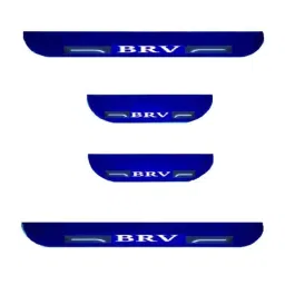 Car Accessories Hub 4 Pcs Acrylic Black Sill Scuff Plate Set with Blue LED for Honda BRV Model-picture-39