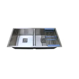 Rigwell Lifetime 40x18x10 inch Stainless Steel Steel Single &a; Double Bowl Handmade Kitchen Sinks with Drain Board-picture-36