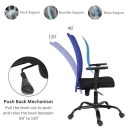 White Clouds Enterprise Sigma II Blue High Back Ergonomic Revolving Office Chair with Mesh &a; Adjustable Handle image 5