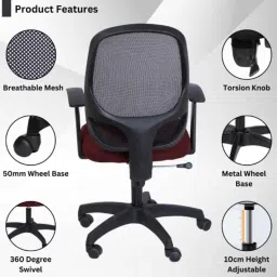 Heikin 804 Maroon Low Back Breathable Mesh DIY Ergonomic Office Chair for Work from Home, HE-00009 image 5