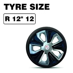 Auto Pearl 4 Pcs 12 inch ABS Black &a; Silver Car Wheel Cover Set for Maruti Suzuki Alto STD image 4