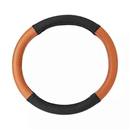 Edylinn 14.5-15.5 inch Faux Leather Black &a; Tan Medium Steering Wheel Cover for Mahindra Jeep-picture-37