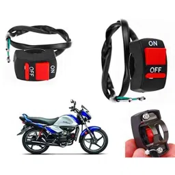 Auto Pearl 7/8 inch 12V Black Bike Fog Light Handle Bar Switch for Hero Splendor iSmart (Pack of 2)-picture-38