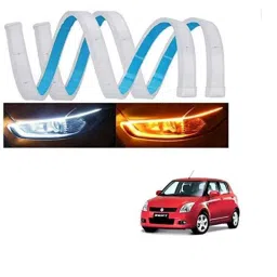 Kozdiko 2 Pcs 60cm Flexible White Daytime Running Light Set with Matrix Yellow Indicator &a; Turn Sequential Flow for Maruti Suzuki Old Swift-picture-19