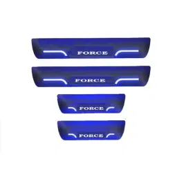 Car Accessories Hub 4 Pcs Acrylic Black Sill Scuff Plate Set with Blue LED for Force Motors All Model-picture-33
