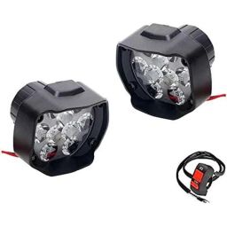 AOW 9 LED Fog Light White Spot Beam Driving Lamp (18W Pack of 2) with Switch Universal for All Bikes W-1-picture-10