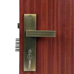 Handle Waala Altroz 10 inch 60mm Stainless Steel Antique Brass Finish Cylindrical Plate One Side Key Mortise Door Lock Set-image-76