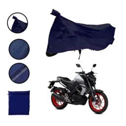 Riderscart Polyester Blue Waterproof Two Wheeler Body Cover with Storage Bag for Yamaha MT-15 155 CC image 2