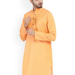 TAHVO Men Orange Kurta image 2